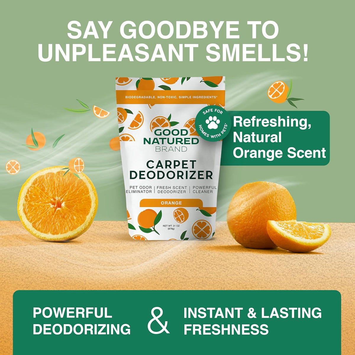 Good Natured Brand | Carpet Deodorizer & Freshener Powder | 31 oz Pet Odor Eliminator for Strong
