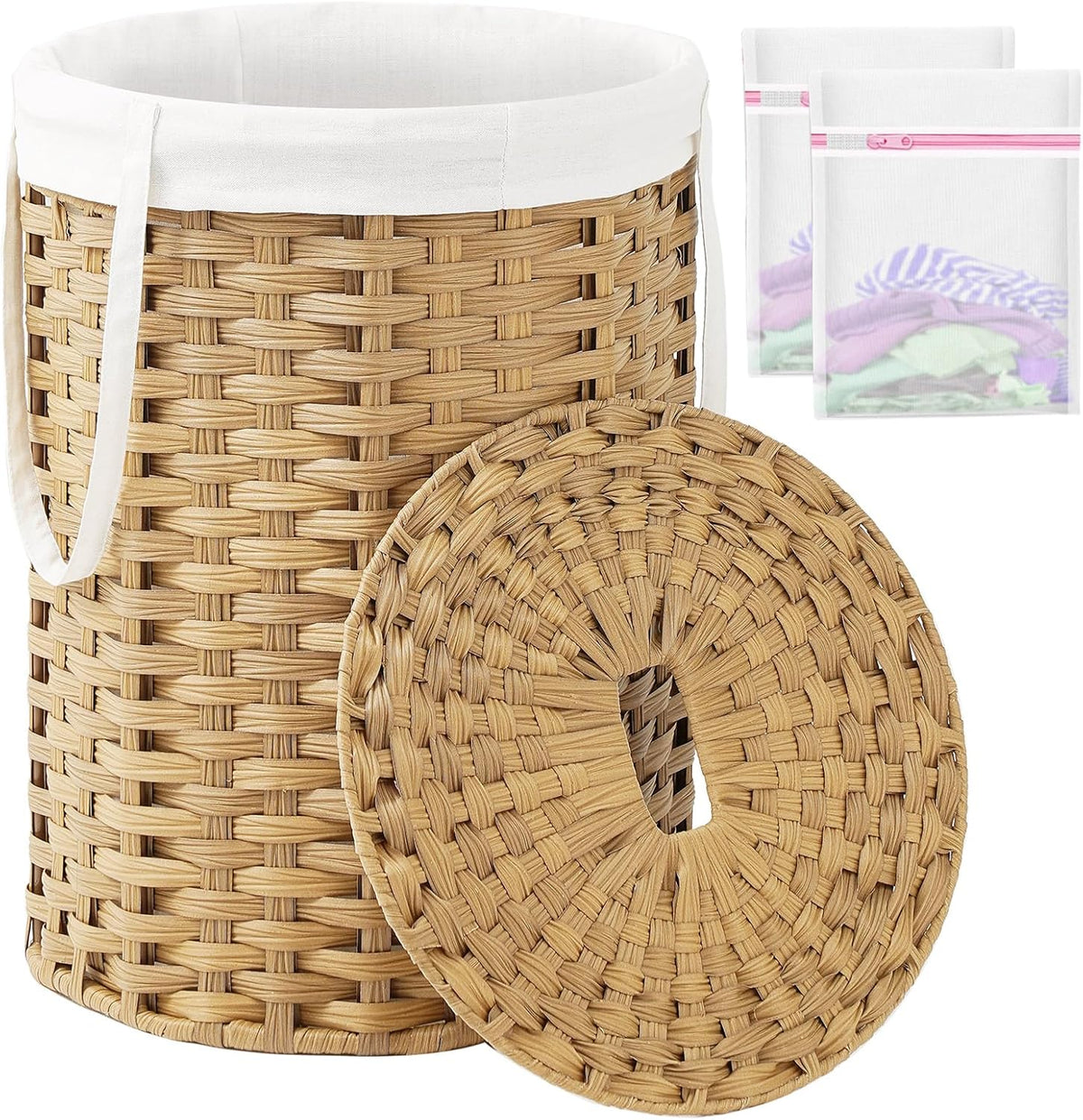 Laundry Hamper with Lid Laundry Basket with Lid 19.0 Gal (72 L) Round Wicker Laundry Basket