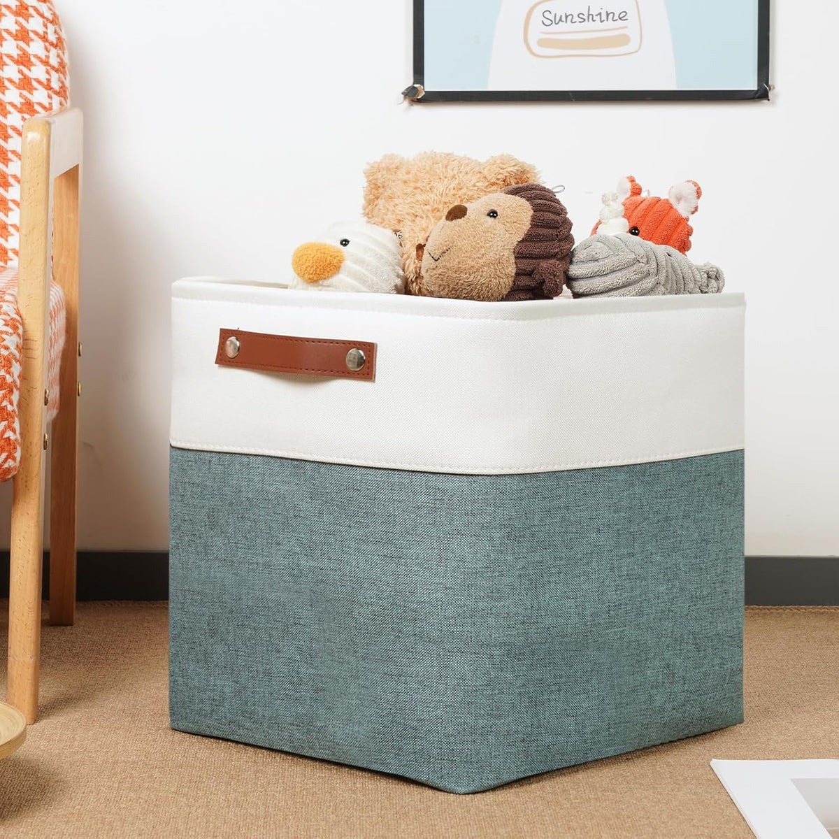 DULLEMELO Set Of 4 Cube Storage Bins, Fabric Storage Basket for Shelves Closet Nursery Toy Storage