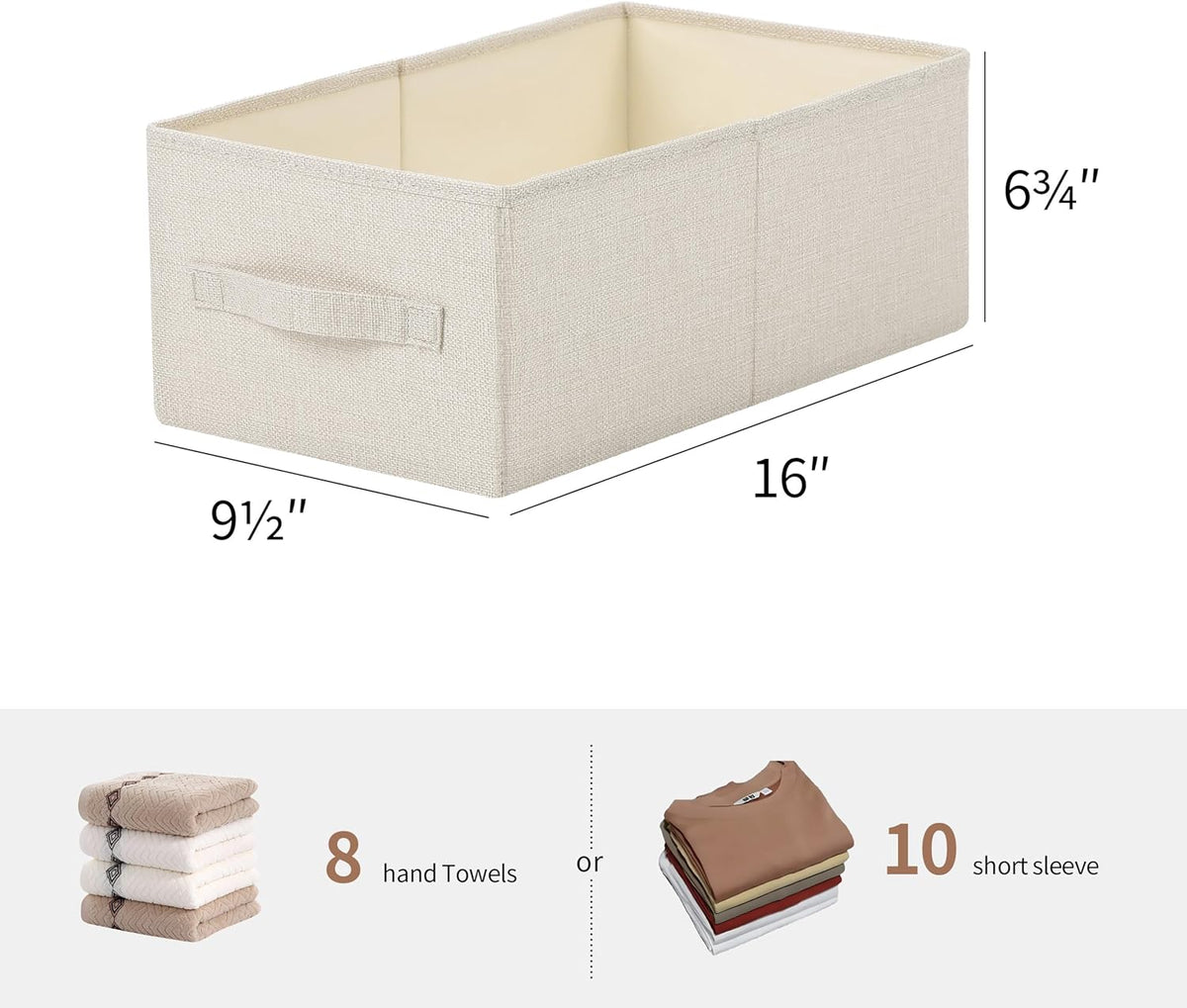 Linen Folding Storage Bins, 3 Pack Large Storage Baskets, Washable, Clothing Storage Bins with