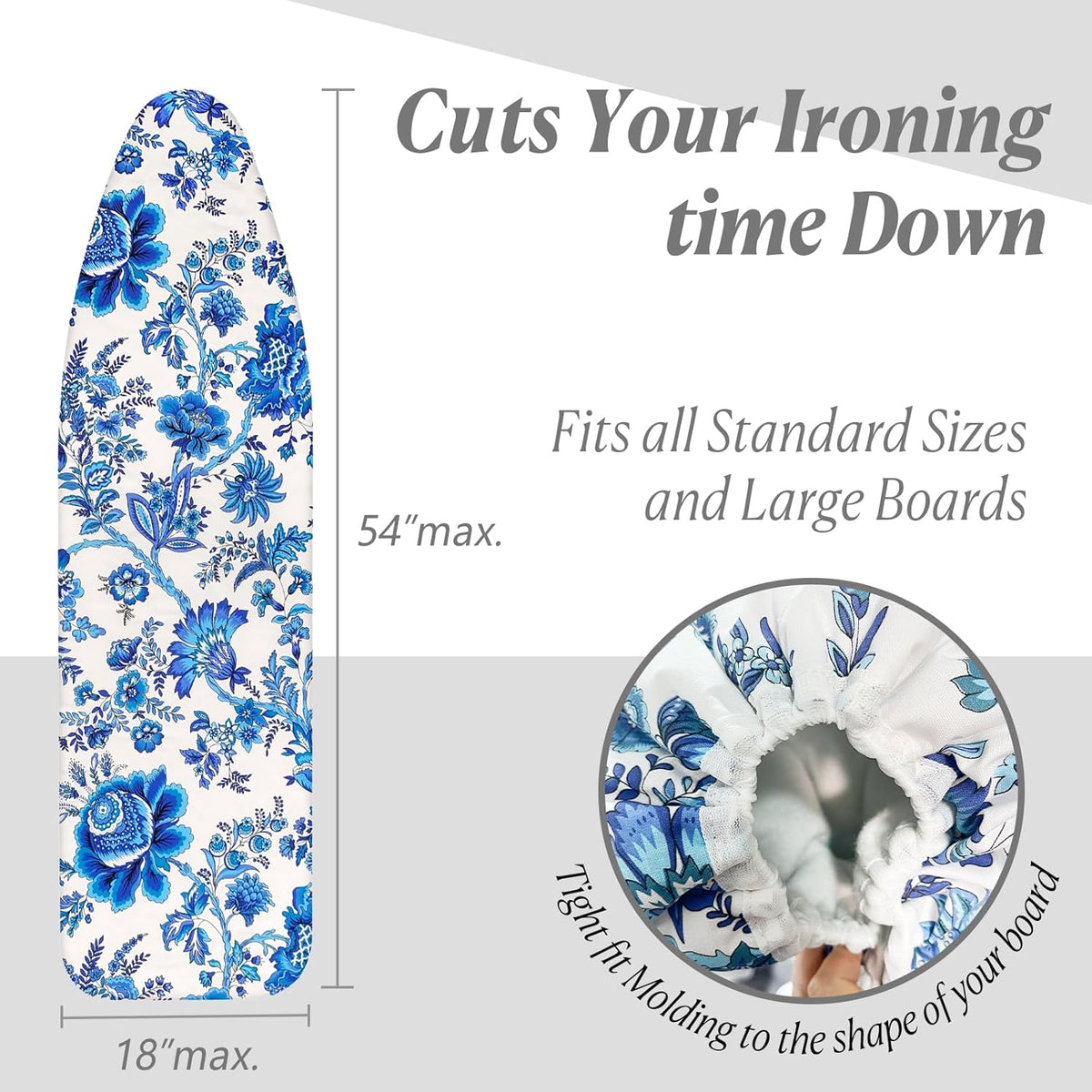 Ironing Board Cover and Pad 15x54 Inch Standard Ironing Board Cover with Elastic Edge and Hook and