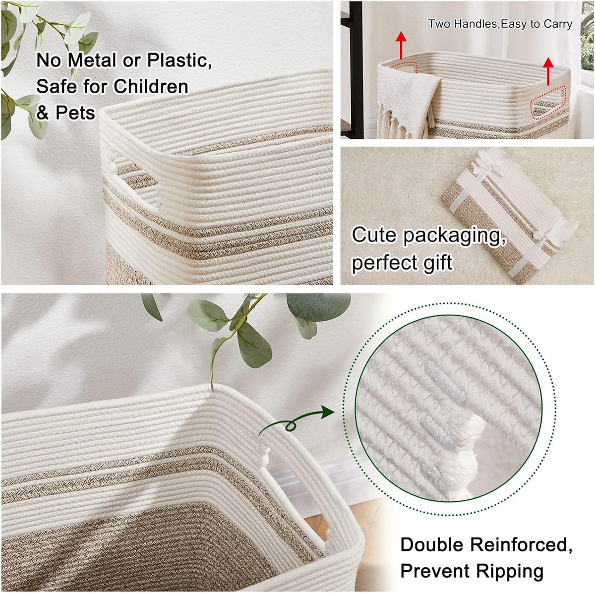 OIAHOMY 91L Laundry Hamper, XXXLarge Laundry Basket, Collapsible Cotton Rope Basket,Woven Storage