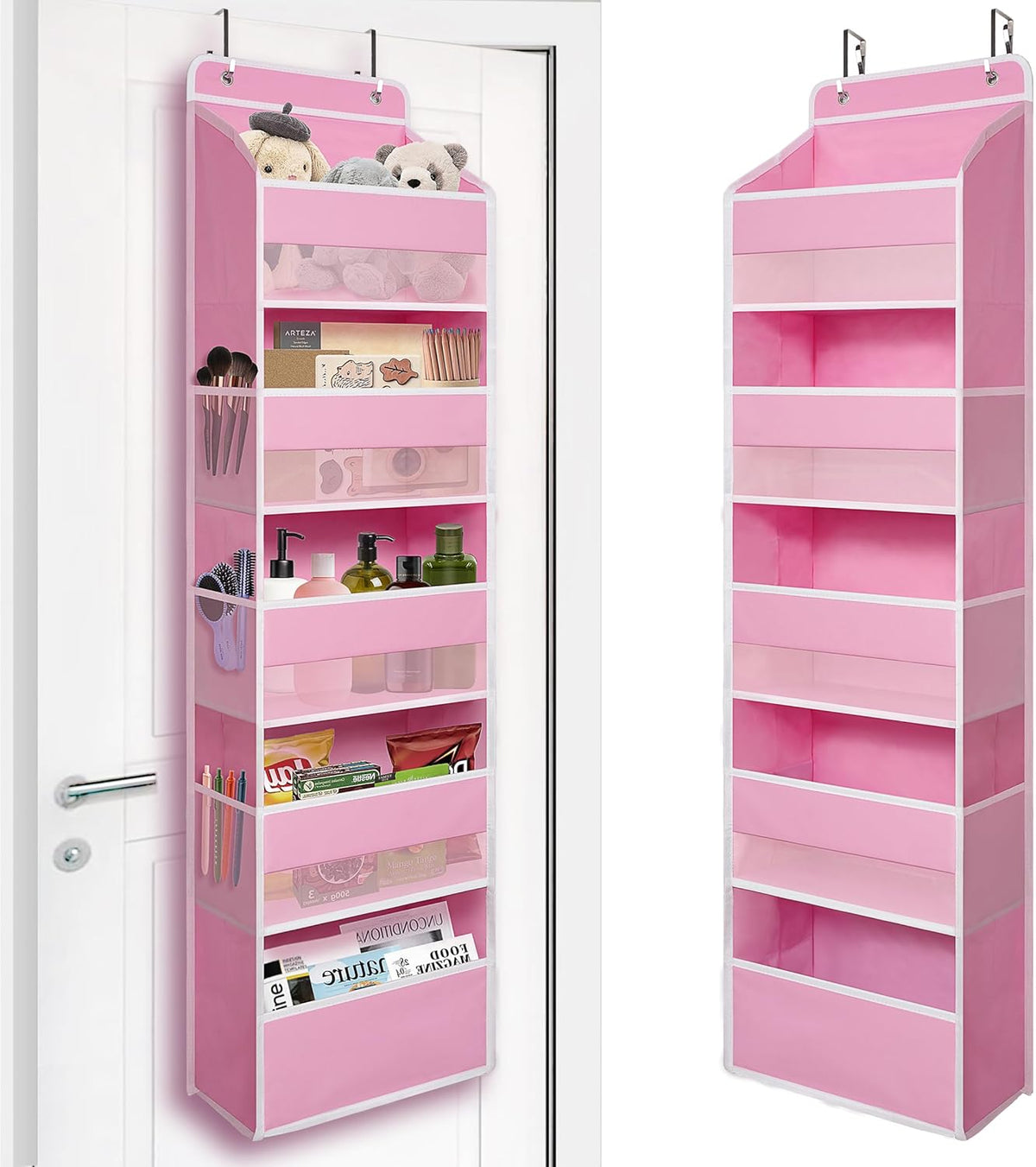 Over Door Organizer with 5 Large Pockets, Heavy Duty Hanging Organizer Storage, Closet Bathroom
