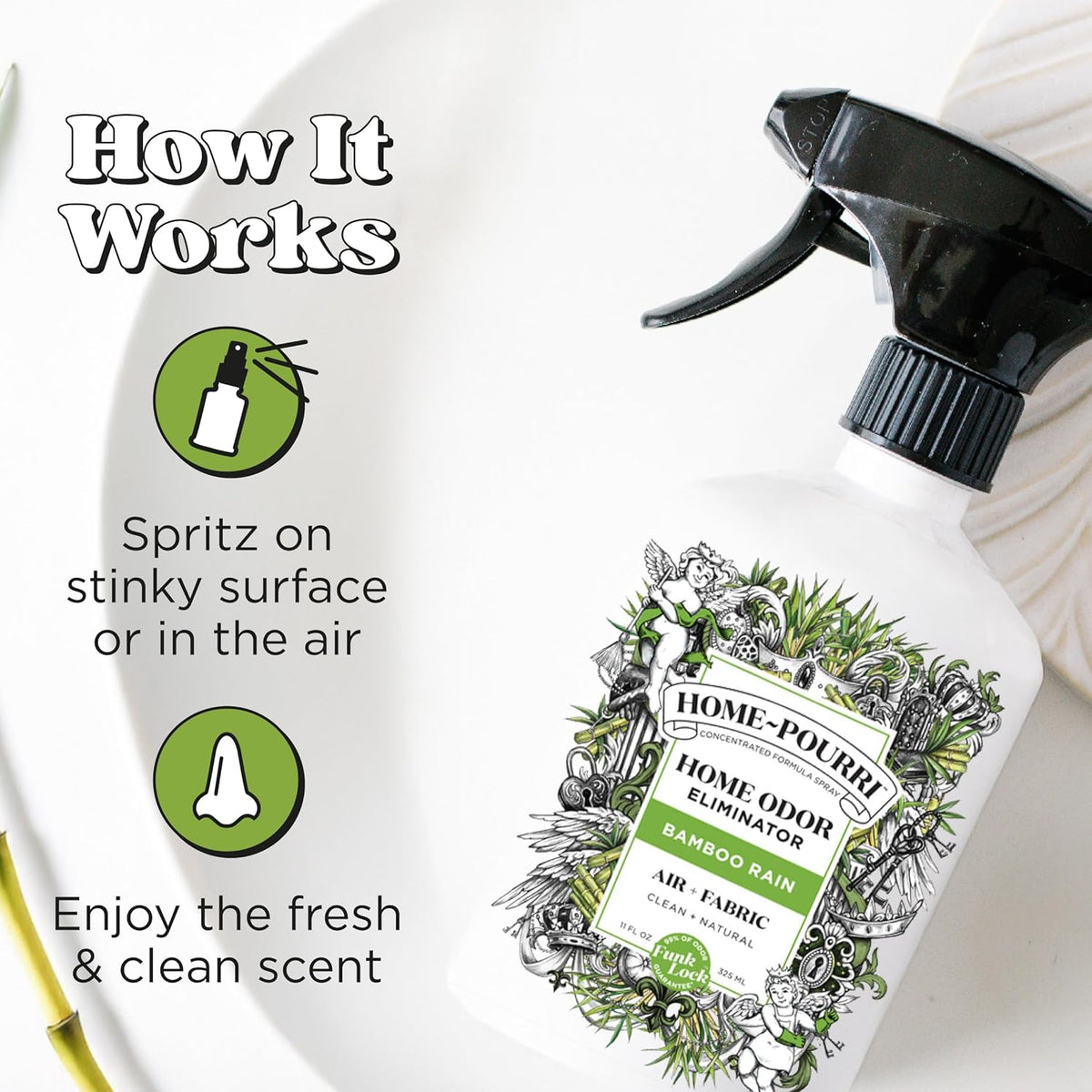Home-Pourri Air + Fabric Multi-Purpose Odor Freshener Spray, Bamboo Rain, 11 Fl Oz - Jasmine