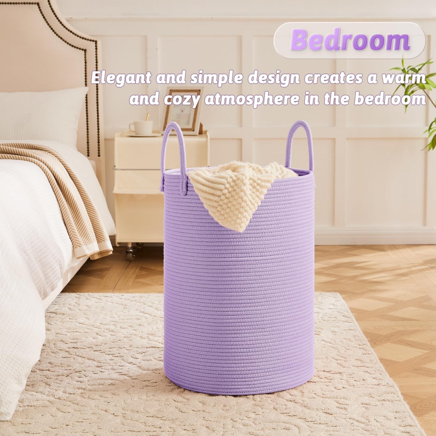 Laundry Basket,Woven Cotton Rope Laundry Hamper,40L for Decorative Storage of Dirty Clothes,Toys