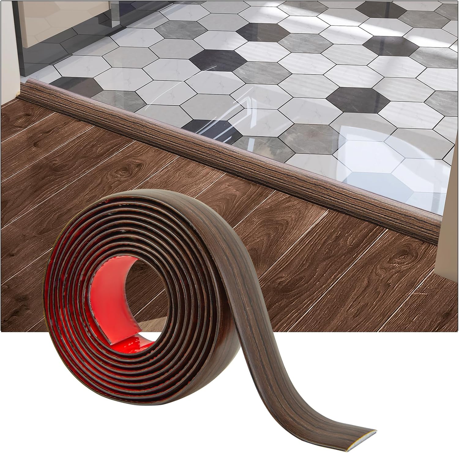 Art3d Vinyl Floor Transition Strip - Laminate Floor Divider for Joining Gaps and Carpets, Brown (10