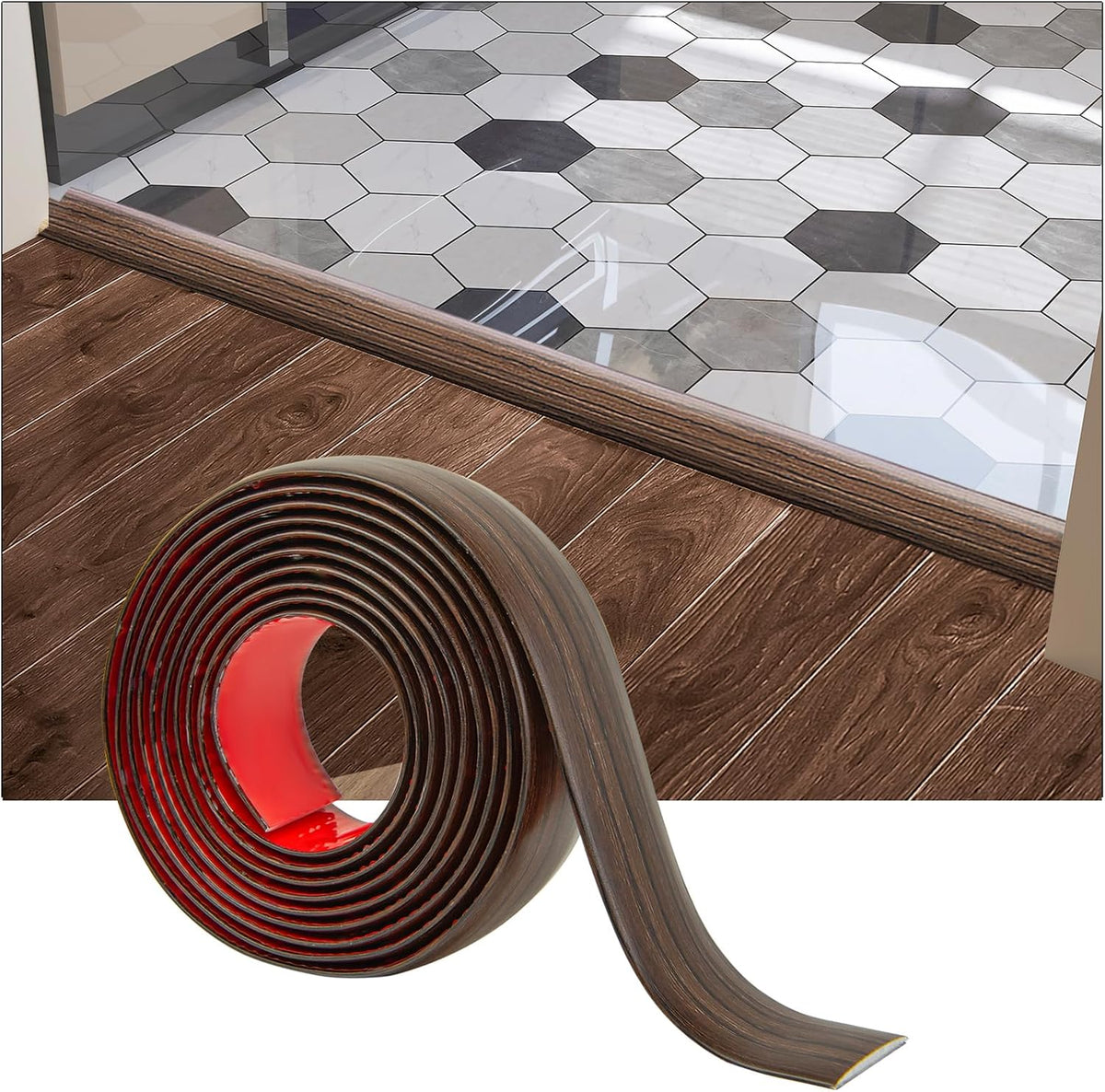 Art3d 4 FT Self Adhesive Vinyl Floor Transition Strip, Laminate Strip Flat Divider for Joining