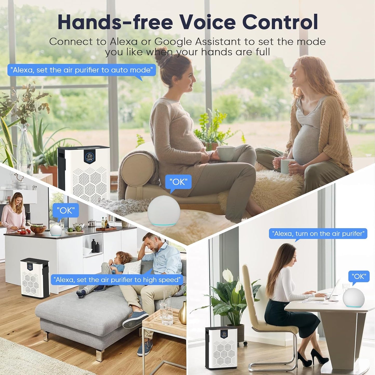 Smart Wifi Air Purifiers for Home Large Room Up to 3000 Ft², DAYETTE Air Cleaner with Washable