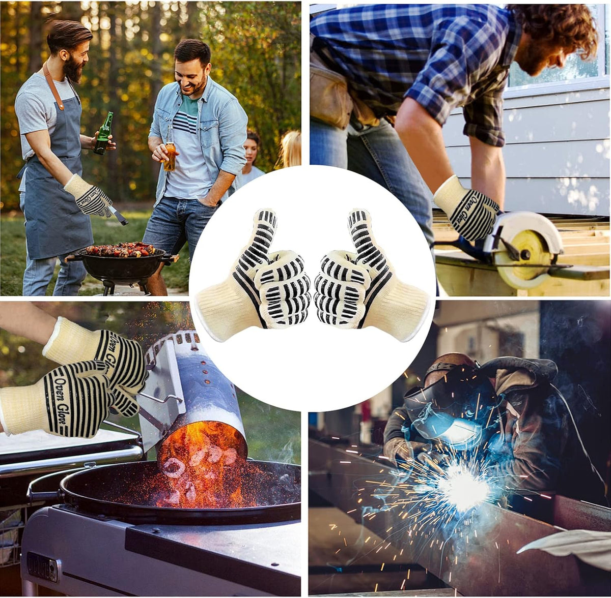 Oven Gloves, Heat Resistant 540 Degrees Grilling Gloves, Hot Surface Handler Non-Slip Silicone Oven