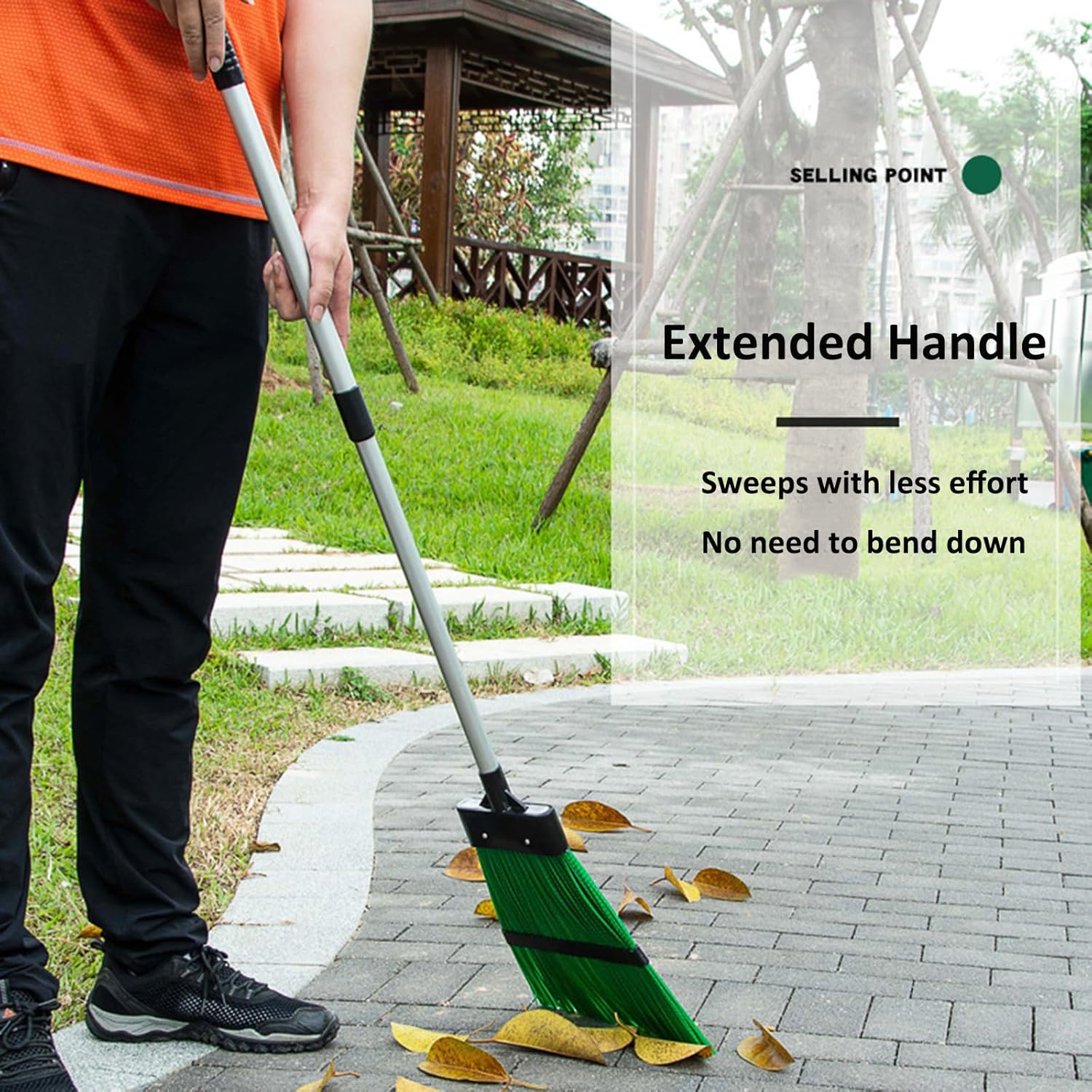 Courtyard Broom-Heavy Duty Broom Long Handle Outdoor Commercial Angle Broom for Courtyard Ourdoor