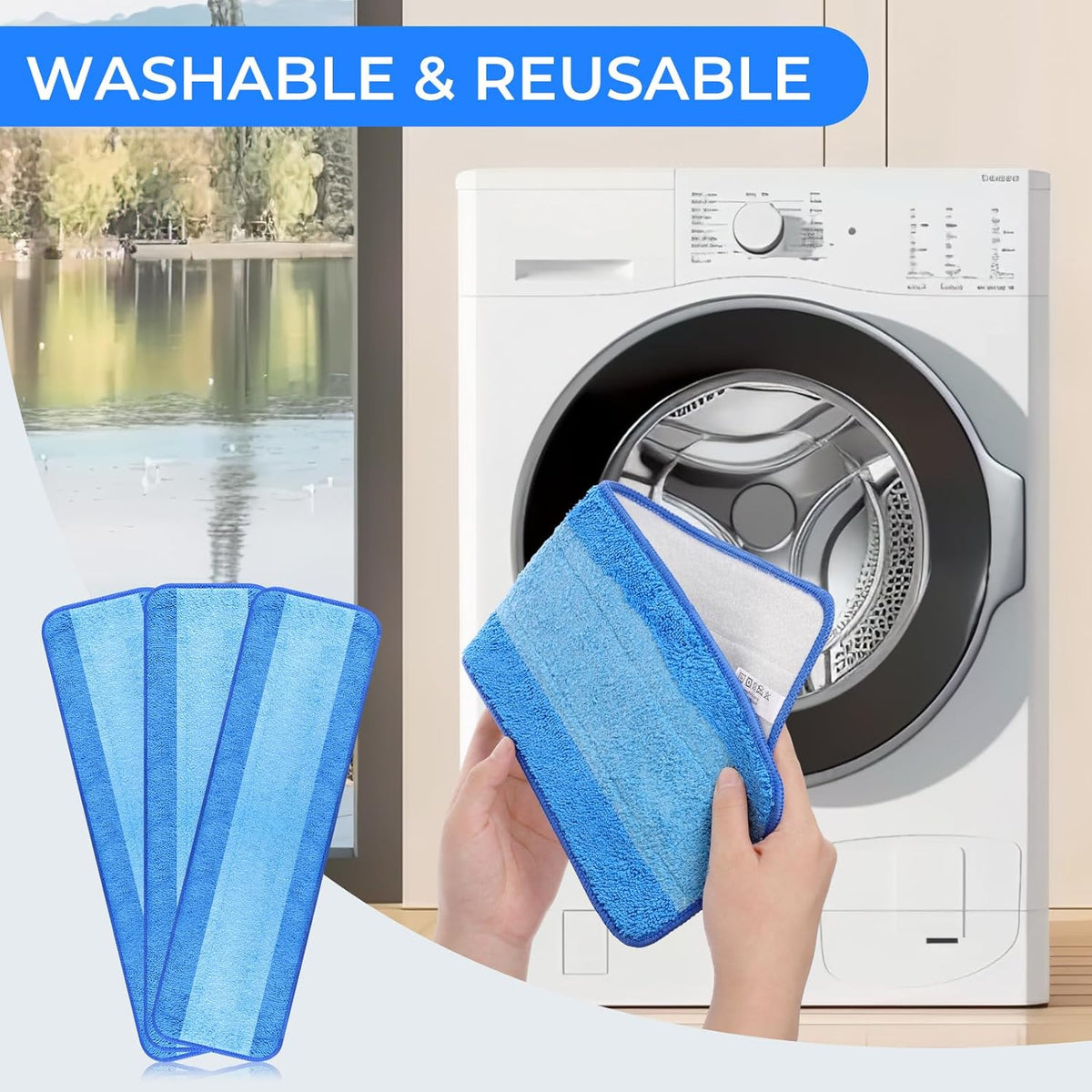 3 Pack Microfiber Cleaning Pads are Compatible with Bona Mop,18 Inch Replaceable Mop Pad