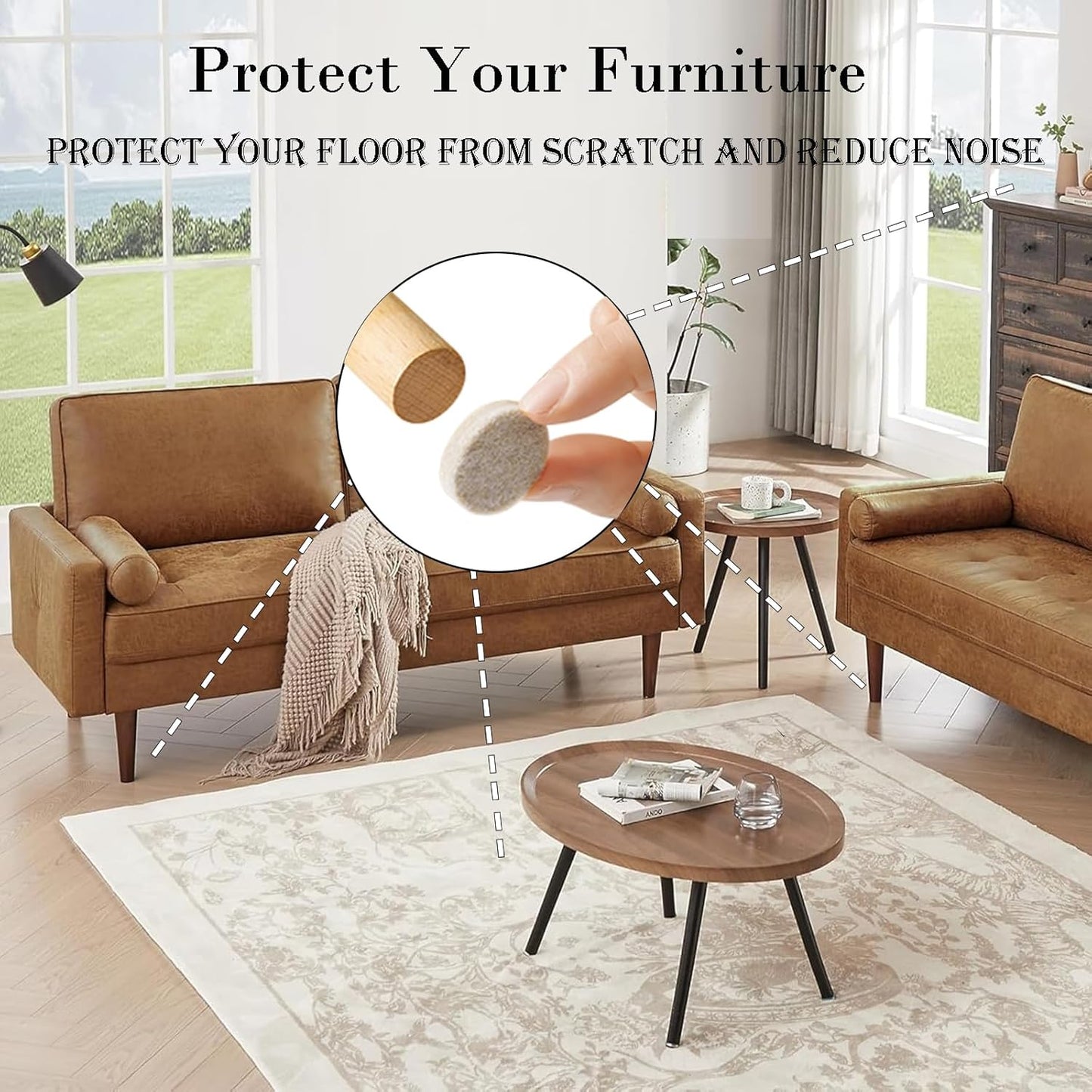 Fursafe&Q Felt Furniture Pads, Furniture Felt Pads for Hardwood Floors -Self Adhesive Chair Leg