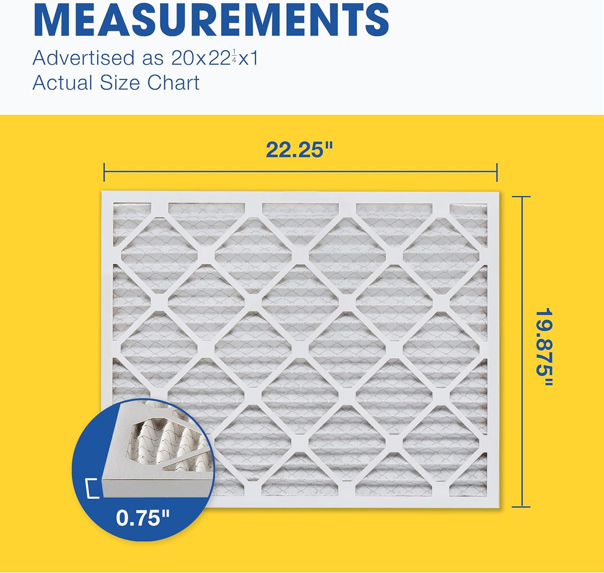 Aerostar 20x22.25x1 Air Filter MERV 13 (For Allergies, Dust, Lint, Mold, Pet Dander, Smoke, Smog &