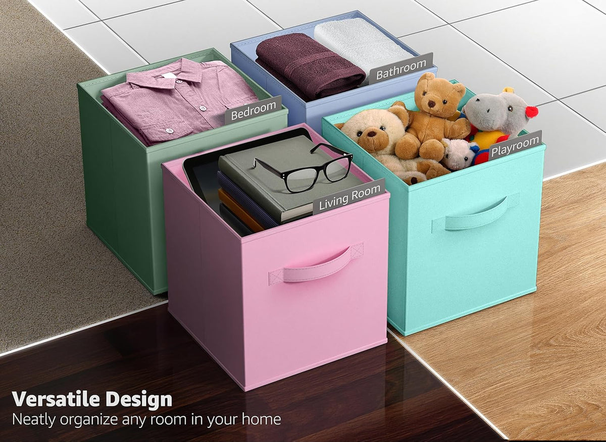 Sorbus Fabric Storage Cubes - 6 Foldable Storage Bins for Organizing Pantry, Cubbies, Toy Box