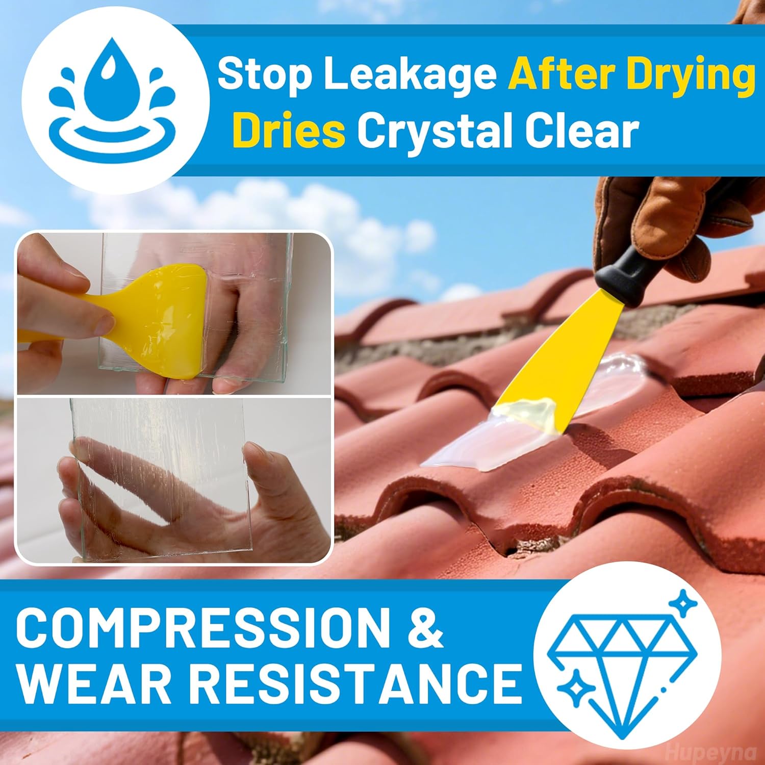 Waterproof Patch & Seal Rubberized Sealant Paste, 2.2lbs Anti-Leakage Clear Waterproof Paste