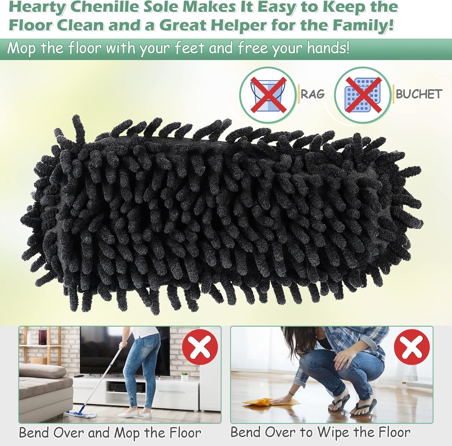 Microfiber Floor Mop Slippers House Dust Cleaning Tool Detachable Washable Shoes for Kitchen House