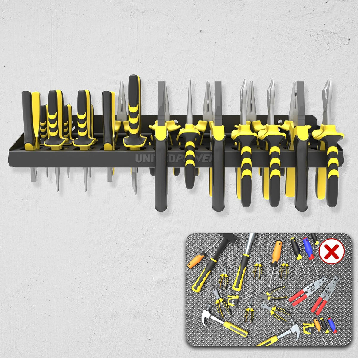 UNITEDPOWER Pliers Holder, Wall Mount Storage Rack Organizer for Workshop, Shed, Garage, Home