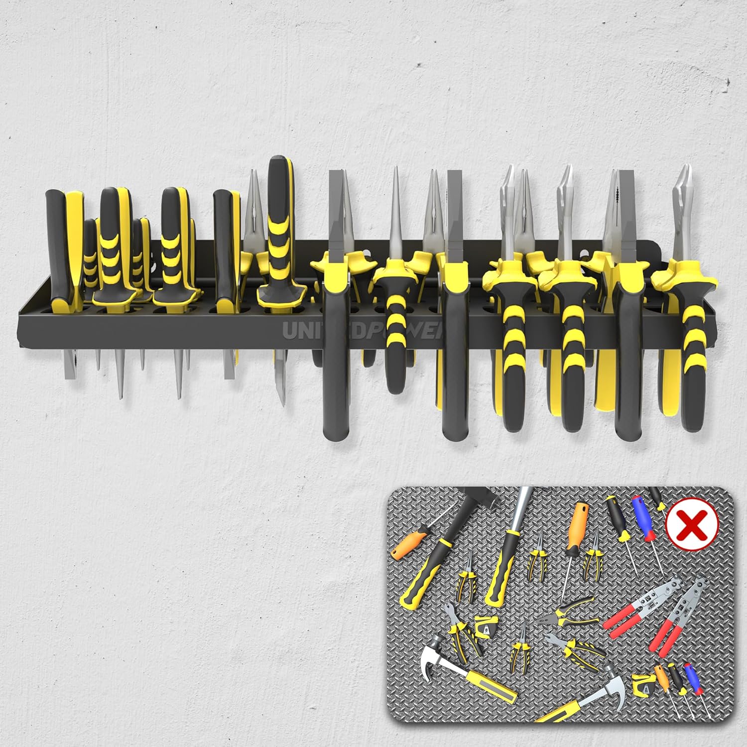 UNITEDPOWER Pliers Holder, Wall Mount Storage Rack Organizer for Workshop, Shed, Garage, Home