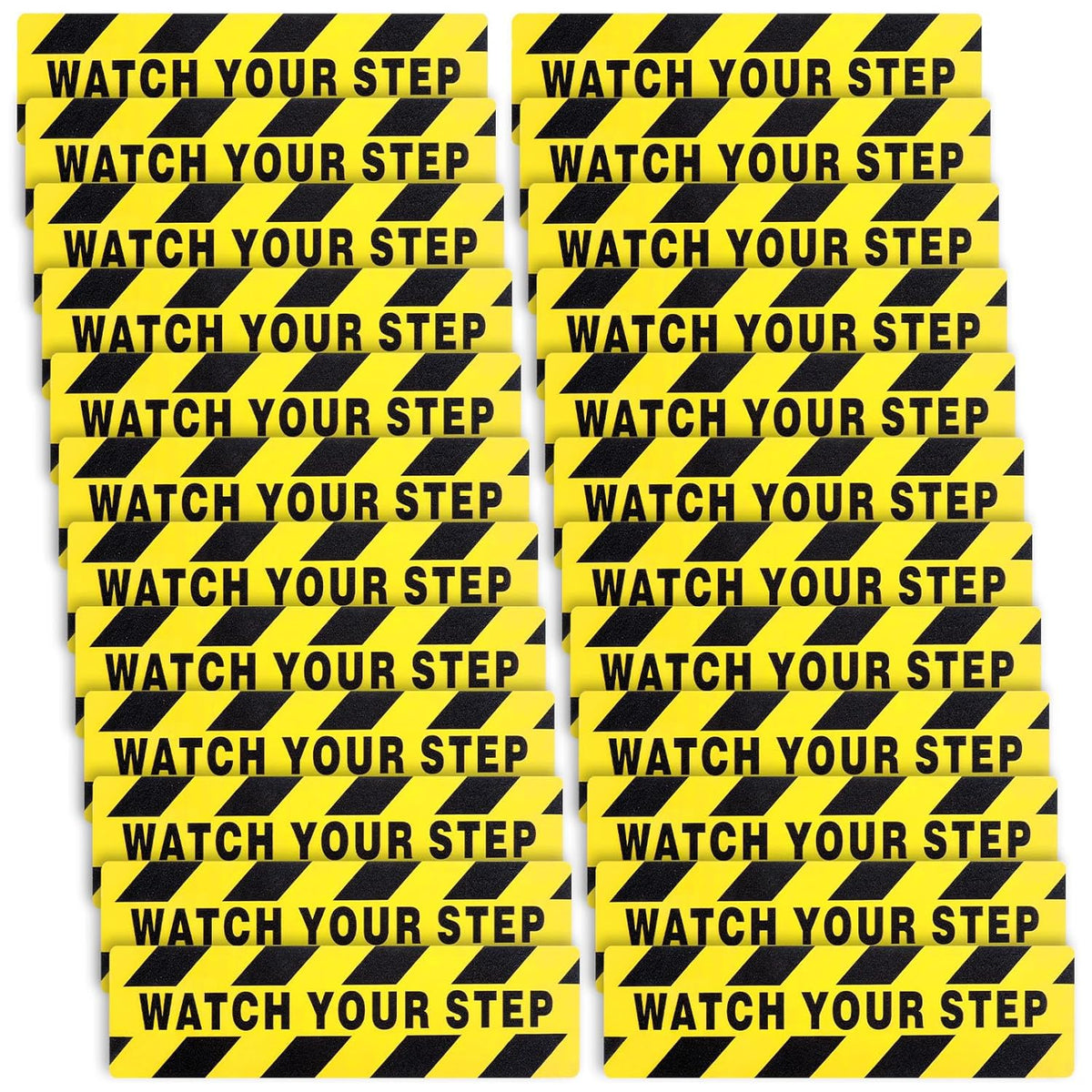 Boao 24 Pieces Watch Your Step Stickers Sign 6 x 24 Inch Caution Watch Your Step Floor Decals