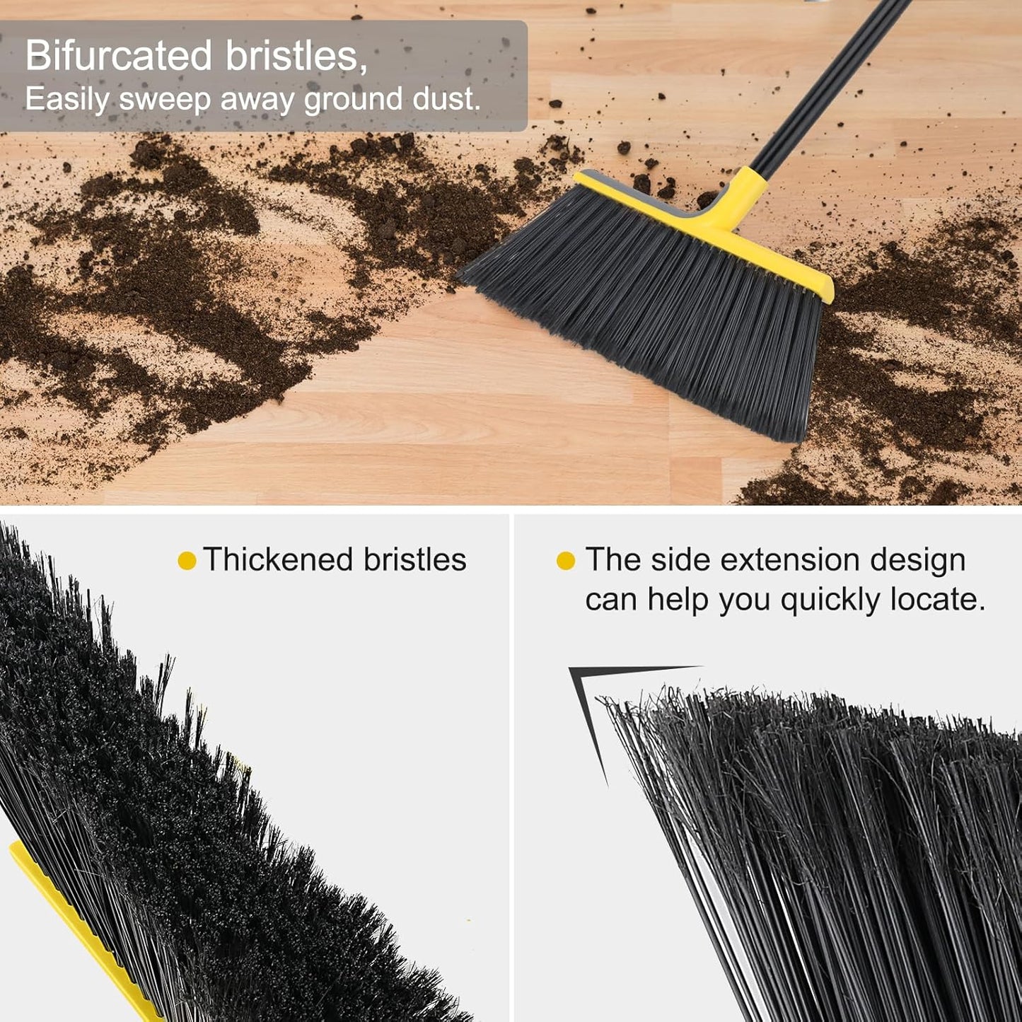4 Packs Outdoor Broom for Floor Cleaning with 58" Long Handle, Heavy-Duty Commercial Brooms for