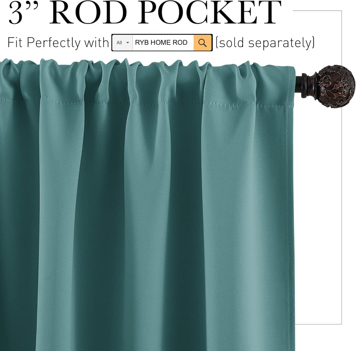 RYB HOME Kitchen Curtains Blackout - Half Window Curtains Thermal Insulated Blackout Privacy Drapes