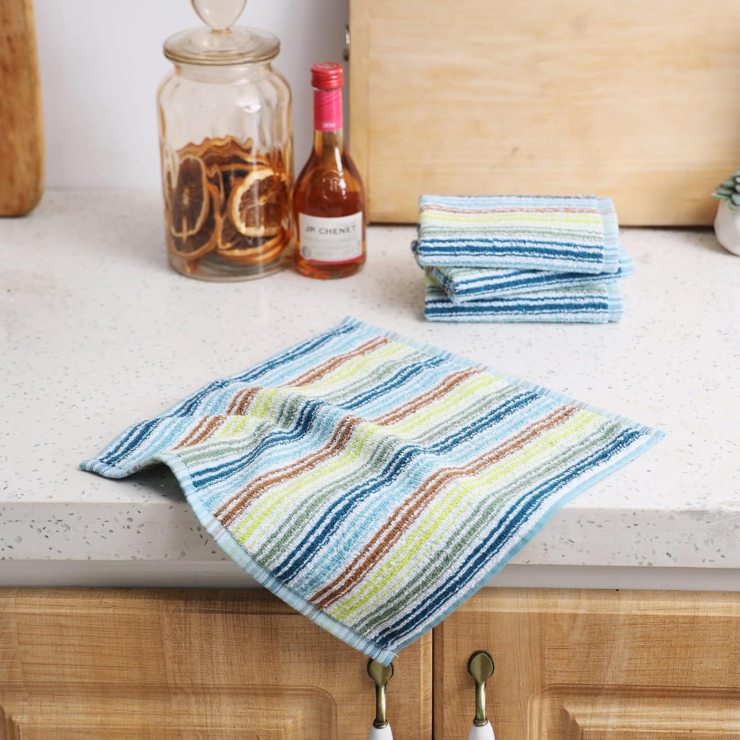 Oeleky Kitchen Dishcloths for Washing Dishes, Ultra Absorbent Dish Rags, Cotton Cleaning Cloths