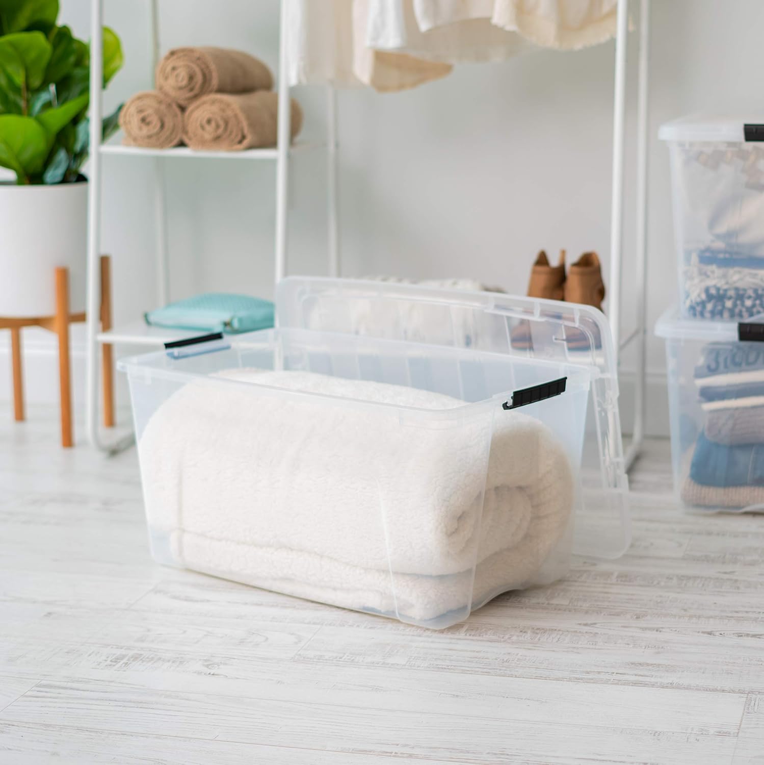 IRIS USA 72 Qt Stackable Plastic Storage Bins with Lids, 4 Pack - BPA-Free, Made in USA
