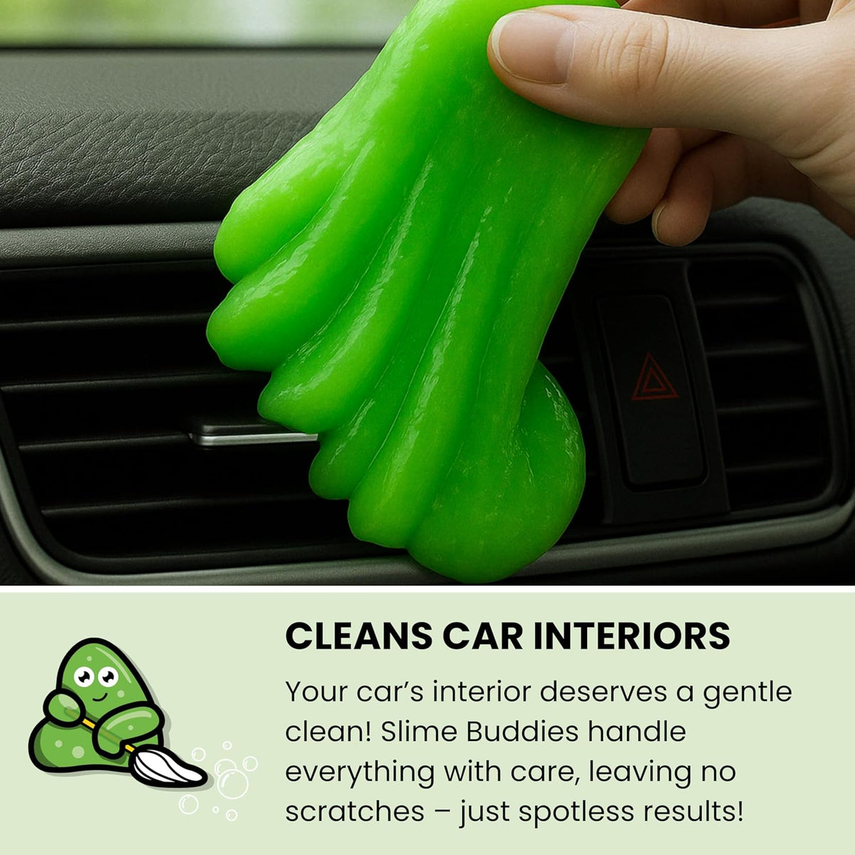 Slime Buddies Car Cleaning Gel Putty - Apple Scented Interior Detailing Tool for Cup Holders, Air