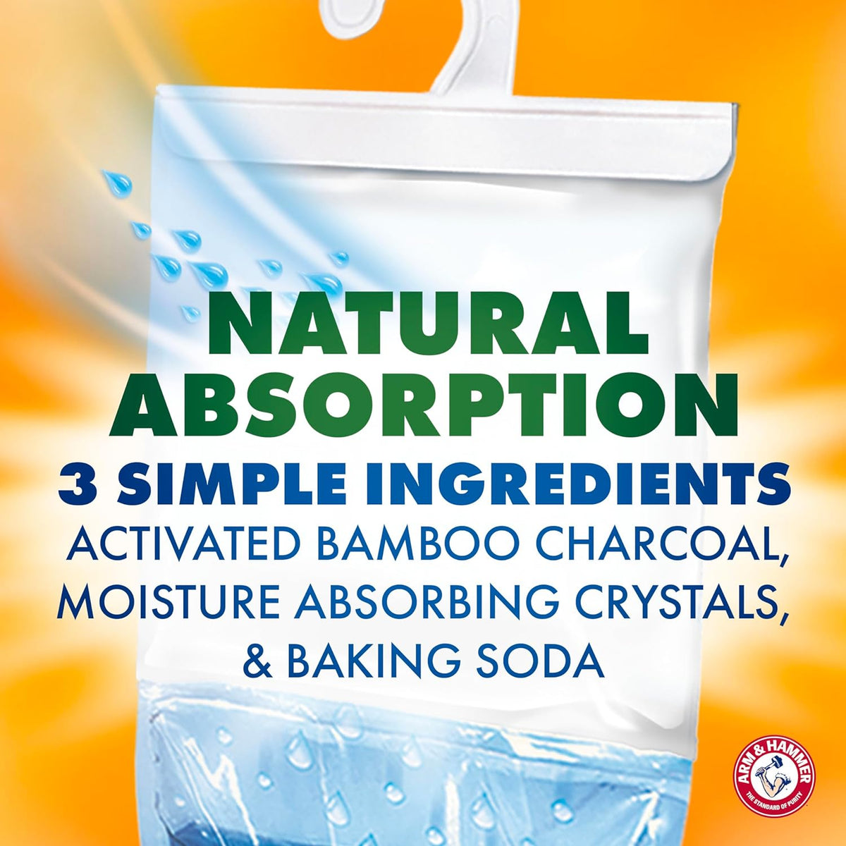 Arm & Hammer Essentials Hanging Moisture Absorber and Odor Eliminator, 17.5 oz., 3 Pack, Fragrance
