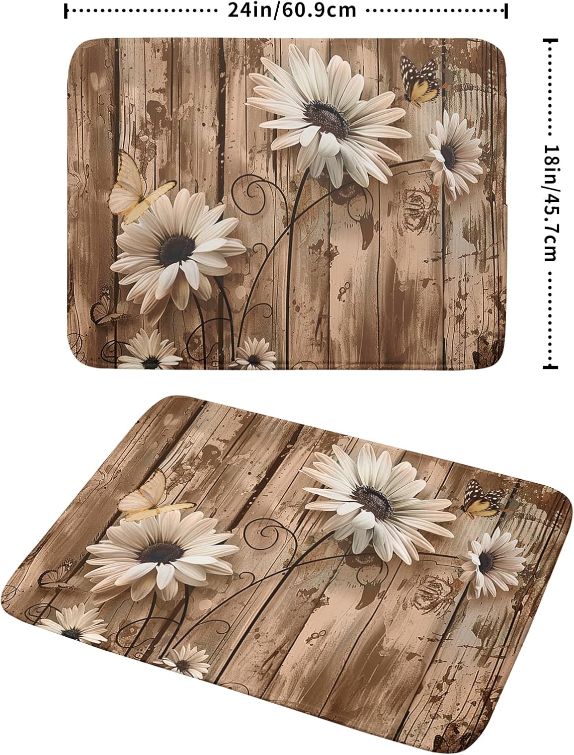 Summer Daisy Flowers Dish Drying Mat for Kitchen Counter 18x24 Inch Rustic Daisy Absorbent Dish