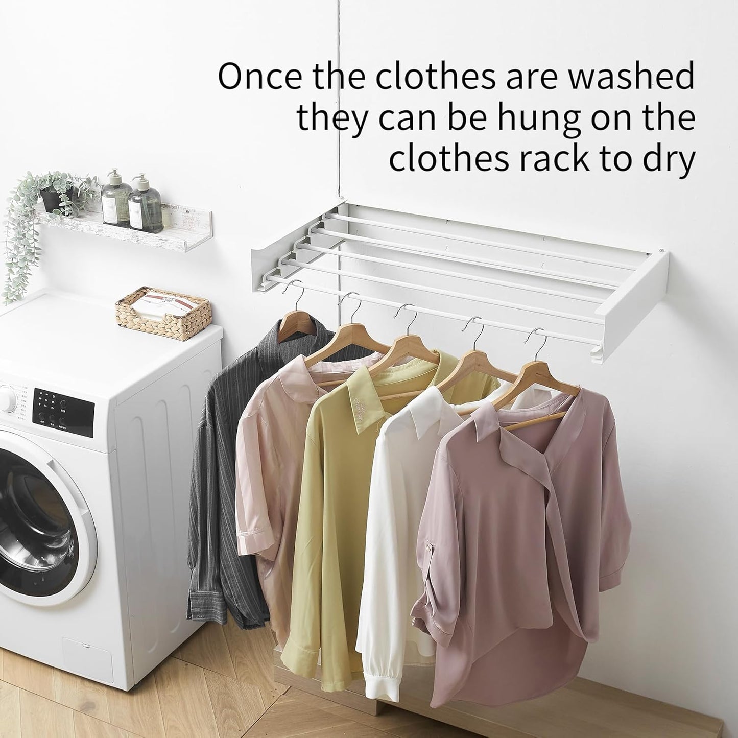 Clothes Drying Rack, Laundry Hanging Rack Collapsible, Wall Mounted Drying Rack for Laundry