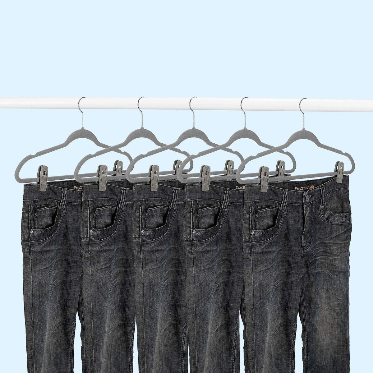 Grey Velvet Hanger Clips - 60 PCS Velvet Hanger Clip, Strong Velvet Clips Fit for Velvet Hangers