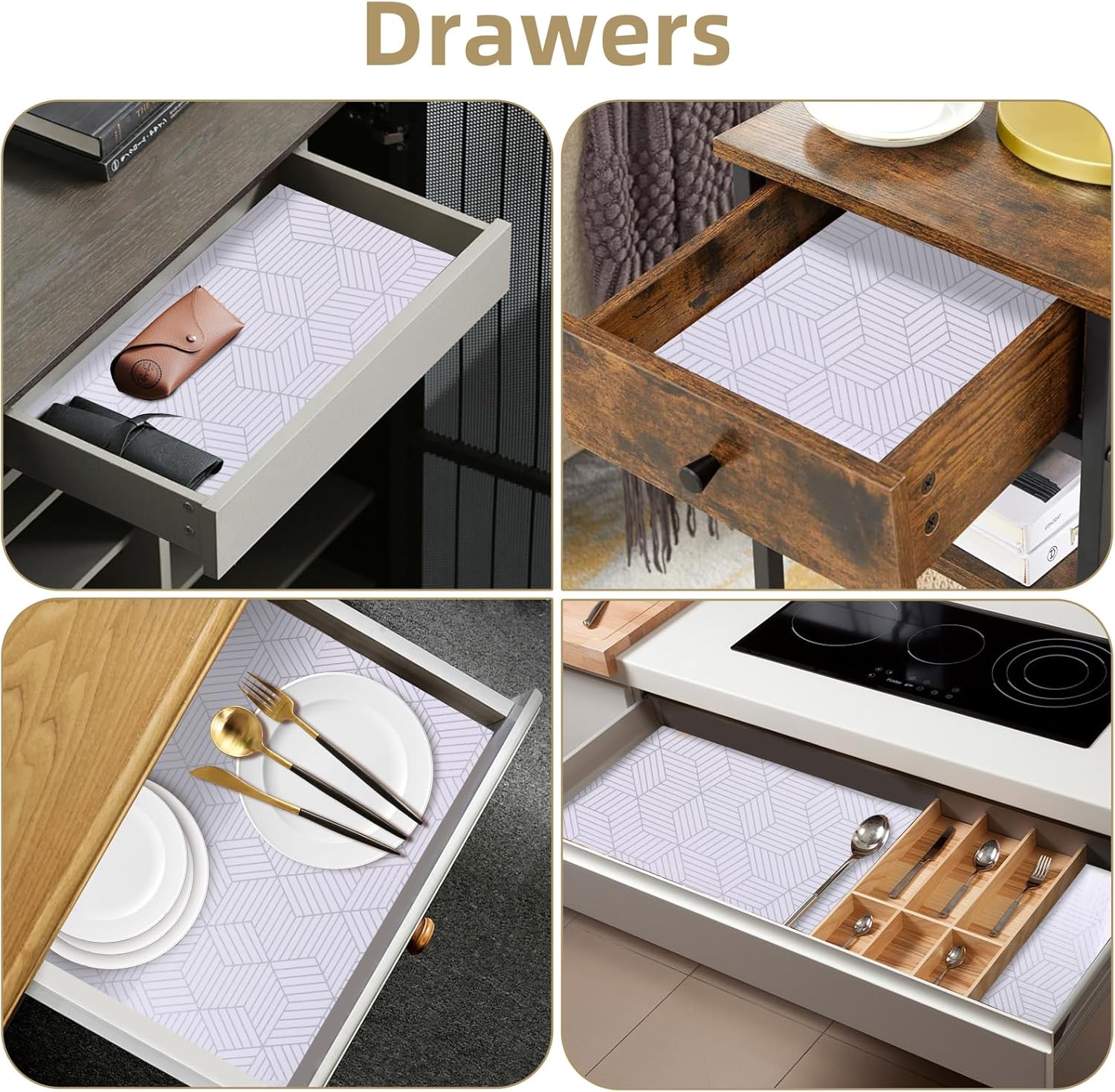 Shelf Liners for Kitchen Cabinets Non Adhesive Shelf Liner Paper Non-Slip Thickened Drawer Liner