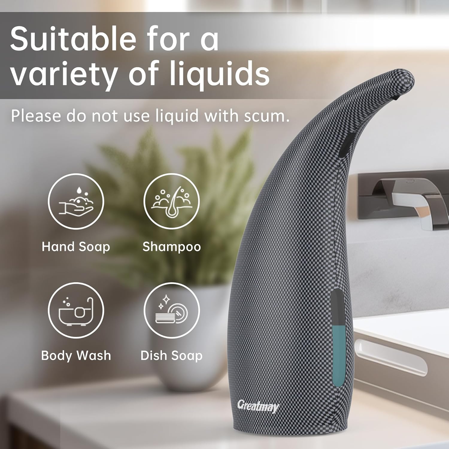 Adjustable Automatic Soap Dispenser Touchless, 4 Adjustable Levels Touchless Sensor Liquid Soap