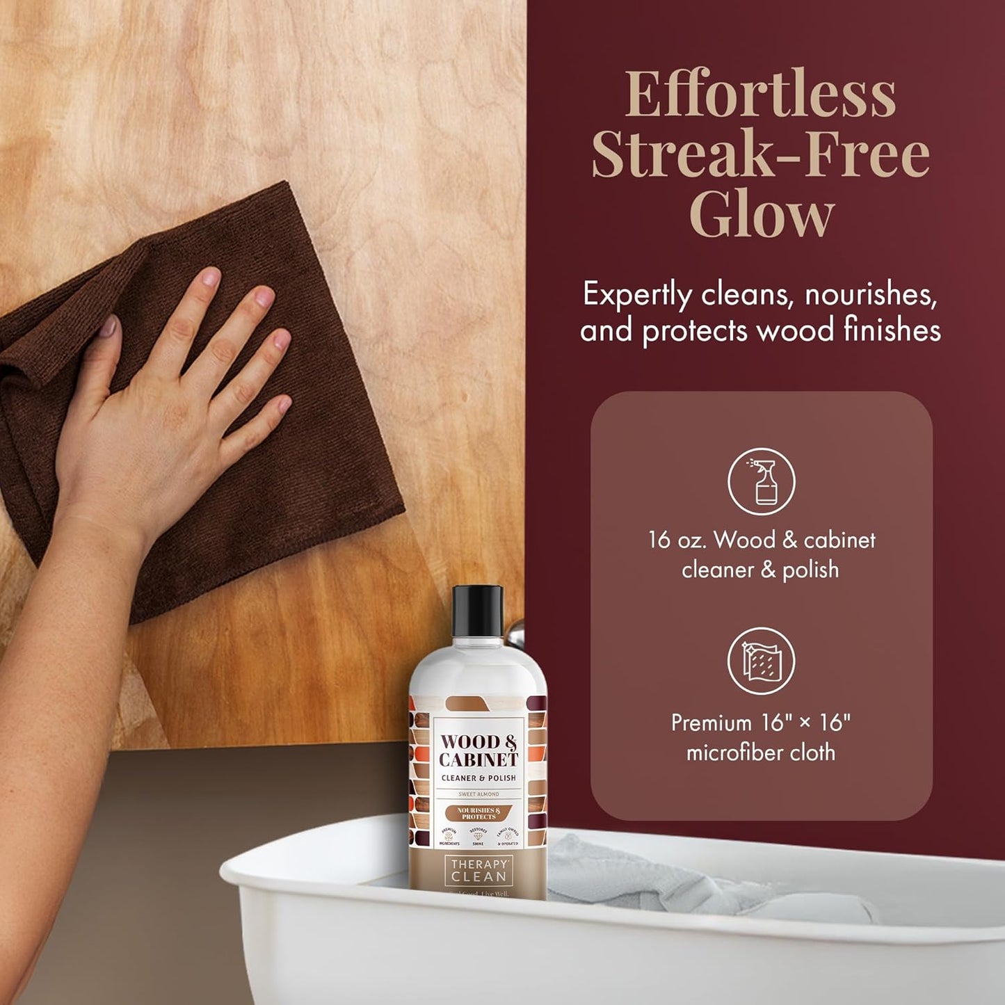Therapy Wood Cleaner and Furniture Polish 16 oz. (2 Pack) - Wood Cabinet and Table Cleaner