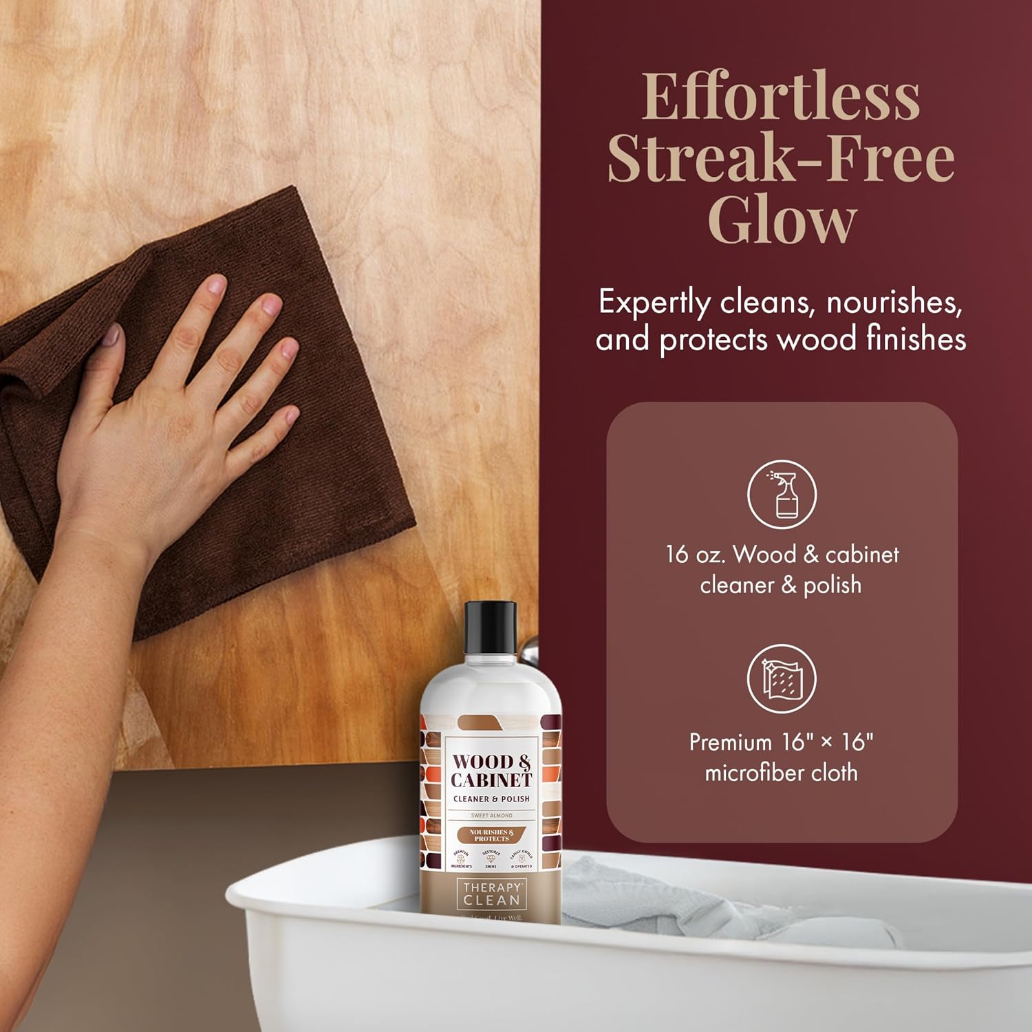 Therapy Wood Cleaner and Furniture Polish 16 oz. (2 Pack) - Wood Cabinet and Table Cleaner