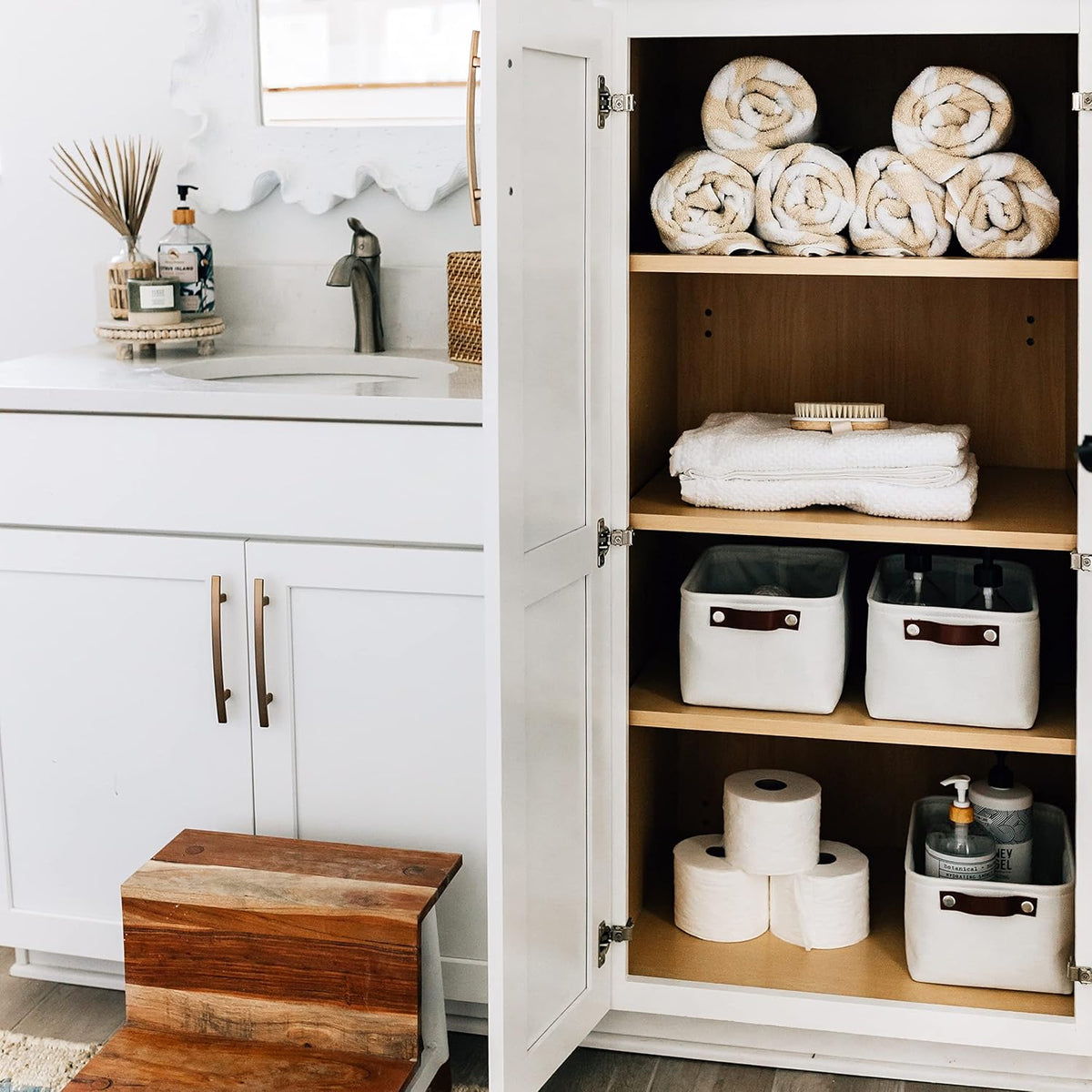 OrganiHaus Small Fabric Storage Bins for Shelves 12x8in, Closet Storage Baskets for Shelf