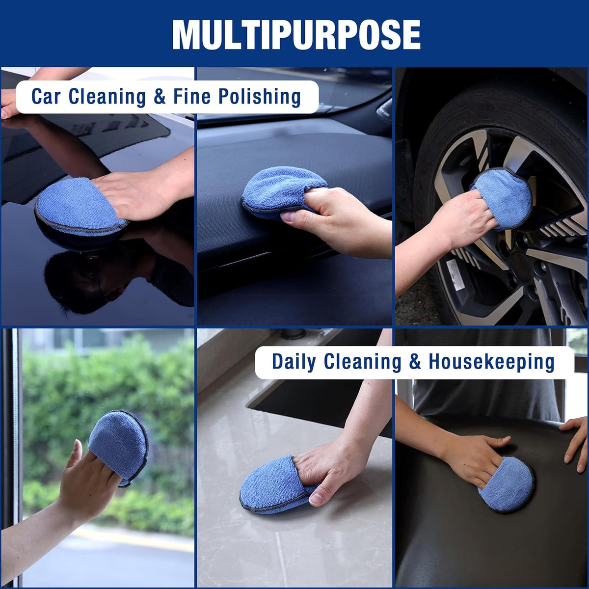 WORKPRO 18-Pack Car Wax Applicator Pads with Finger Pocket, Microfiber Soft Foam Polishing Pads for