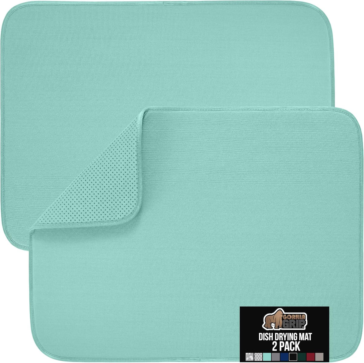GORILLA GRIP Ultra Water Absorbent Microfiber Dish Drying Mat, Quick Dry Thick Mesh, Slip Resistant