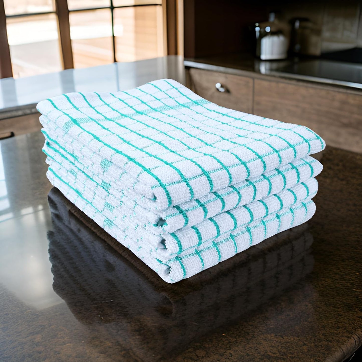 AMOUR INFINI Kitchen Towels Set of 4 - Highly Absorbent, Super Soft Terry Cotton 20x28 Inch Dish