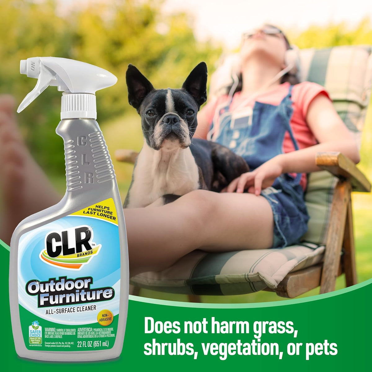 CLR Brands Outdoor Furniture Cleaner, 26 oz. Spray Bottle, Cleans Outdoor Surfaces, Remove Dirt and