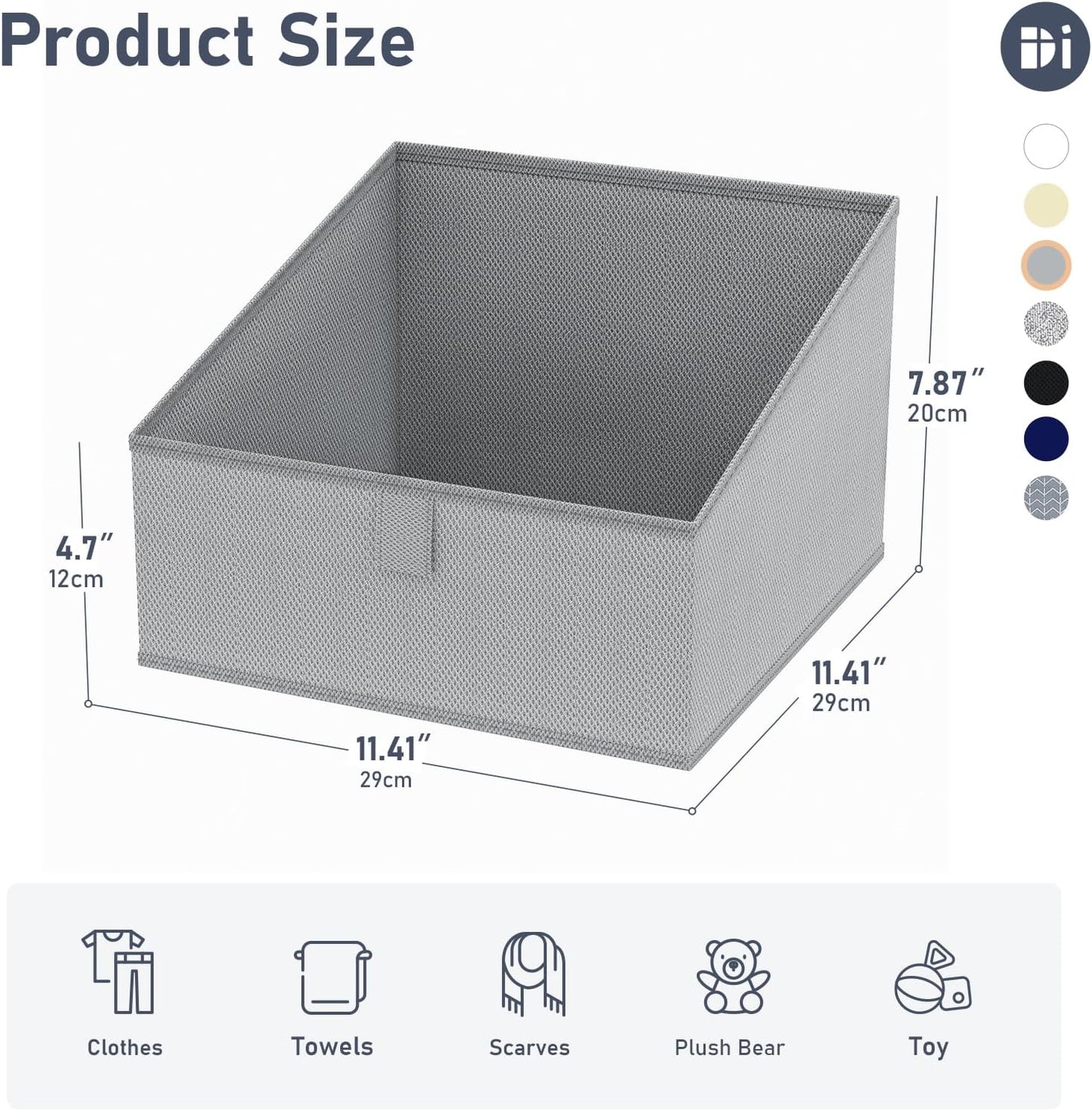 DIMJ Storage Bins for Closet, Trapezoid Storage Bins with Front Handle, Fabric Storage Baskets for