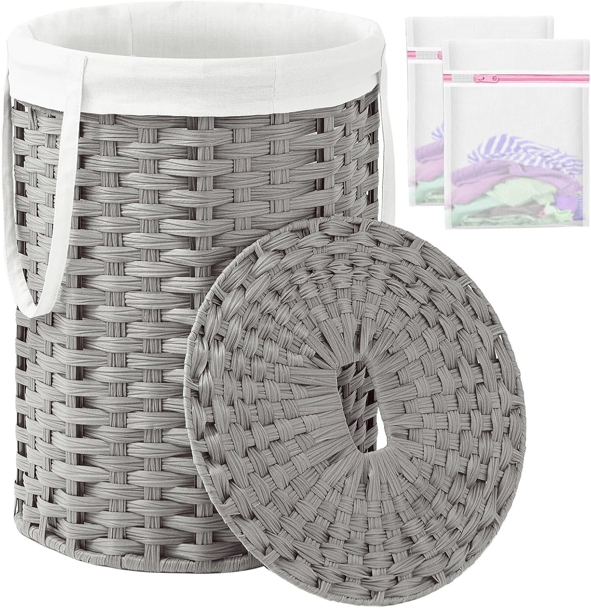 Laundry Hamper with Lid Laundry Basket with Lid 19.0 Gal (72 L) Round Laundry Basket Handwoven