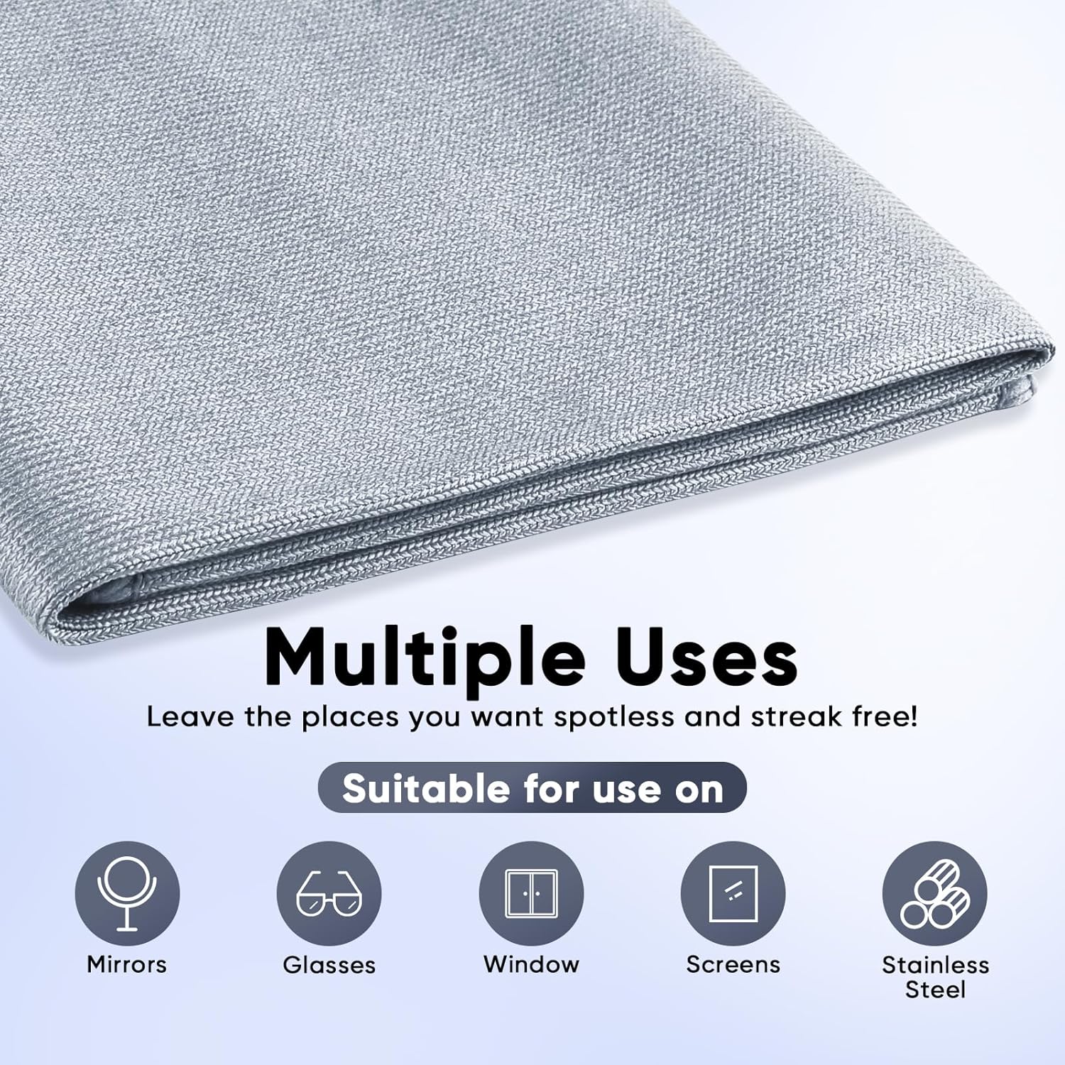 HOMEXCEL Microfiber Glass Cleaning Cloth 12 PK, Lint Free Streak Free, Reusable Cleaning Cloth for