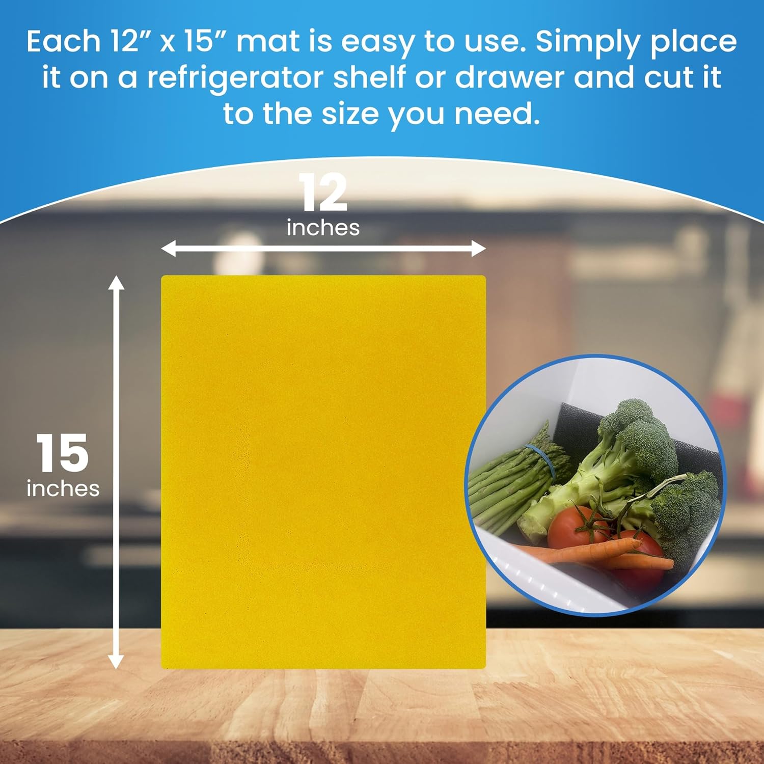 Bluapple FreshMats, Refrigerator Bin Liner, Fridge Drawer Mats, Crisper Life Extender Liner Keeps