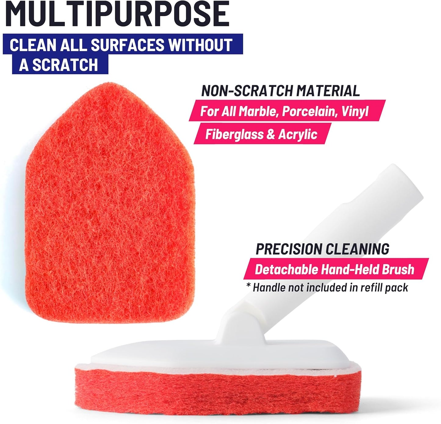 Replacement Scrubber Refill for Moku Home Extendable Tub Tile Shower Brush for Cleaning Non-Scratch