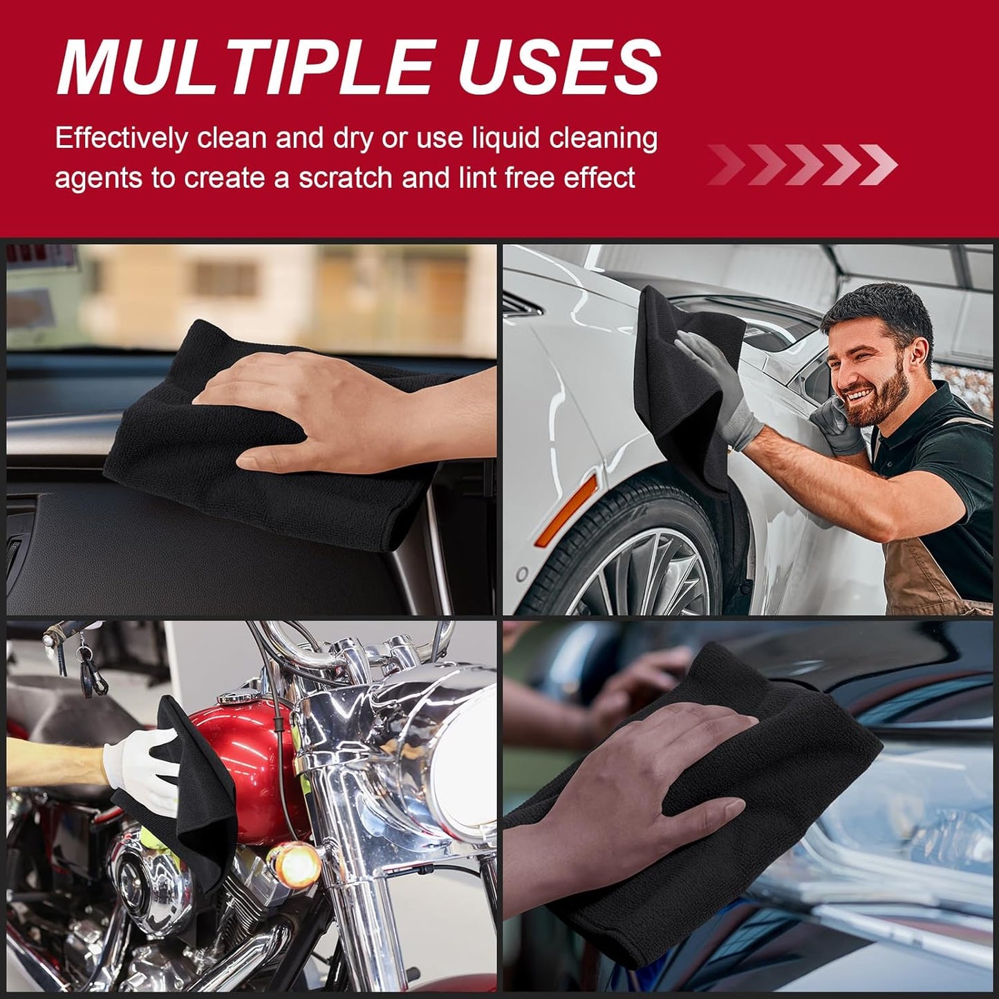 200 Pcs Microfiber Cleaning Cloth 16x16 Inch Microfiber Towels for Car Ultra Absorbent Cleaning