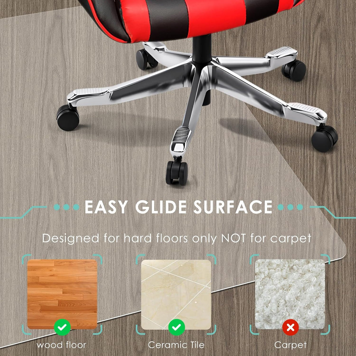 Vicwe Office Chair Mat for Hardwood Floor, 63" x 51" Large Office Chair Mat,Computer Chair Mat for