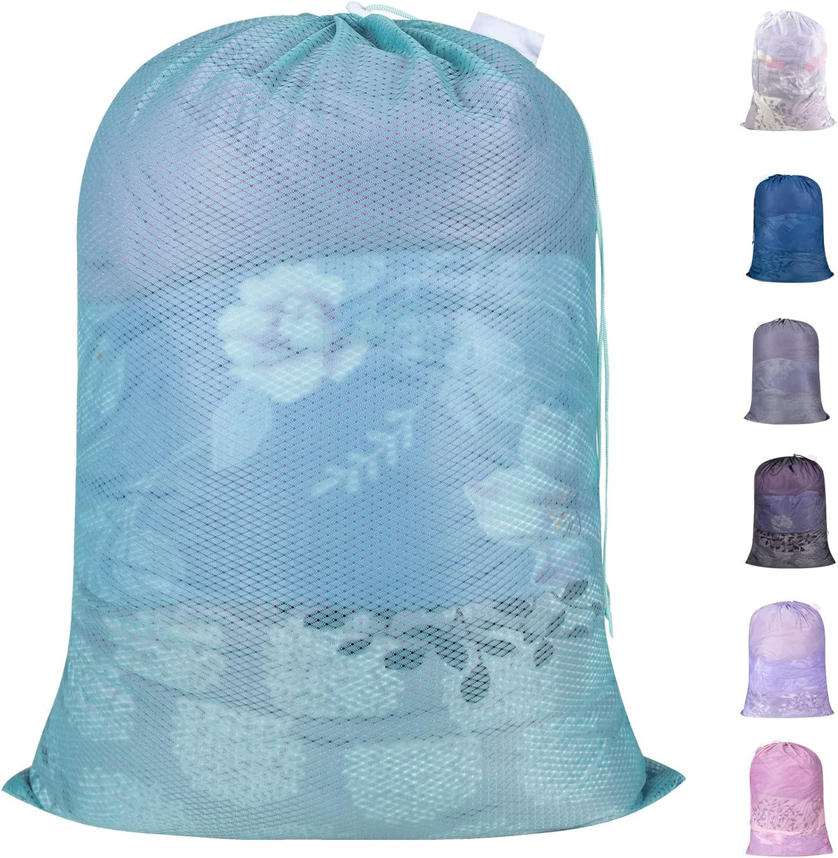 Polecasa Heavy Duty Diamond Large Mesh Laundry Bag with ID Tag and Locking Drawstring Closure - 24