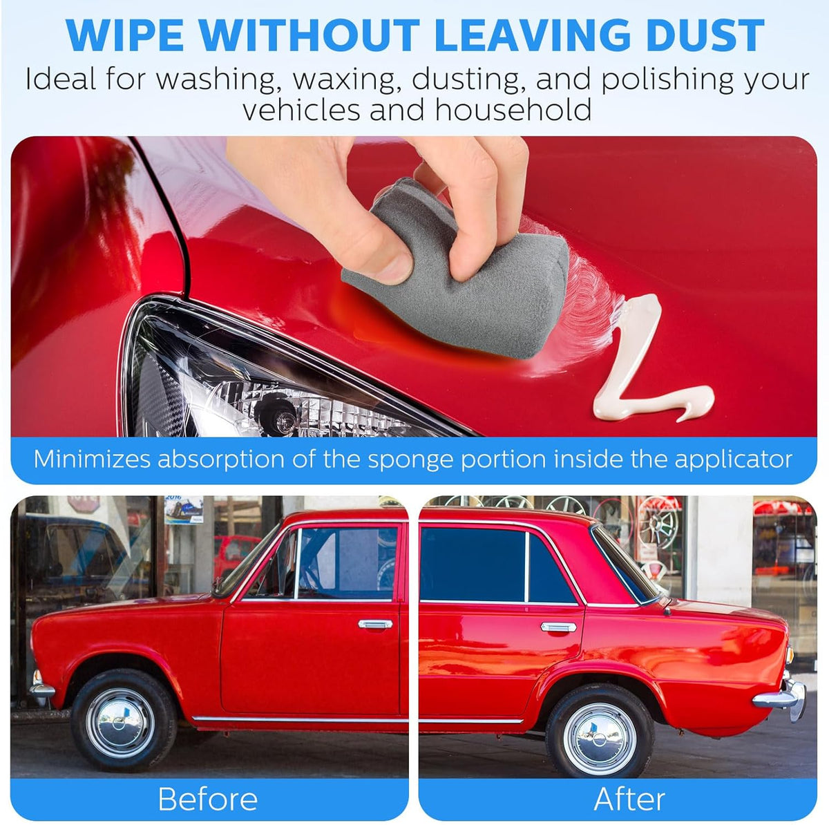 Riakrum 18 Pack Microfiber Applicator Pads Suede Car Detailing Sponge Ceramic Coating Applicator